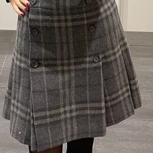 Ralph Lauren Gray Plaid A-Line Skirt
